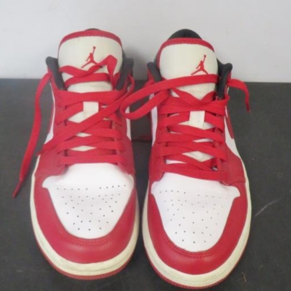 Jordan 1 Low-Red and White Sneakers